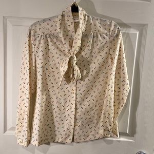Vintage Lady Arrow Blouse Flower Print with Bow Size 8